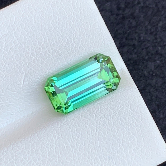 Bluish Green Tourmaline from Afghanistan, Emerald Cut 3.70 Carats