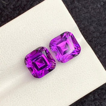 Pink Purple Amethyst Pair for Earrings, Cushion Cut 8.50 Carats