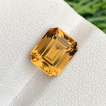 Yellow Citrine Gemstone from Brazil, Emerald Cut 2.40 Cts