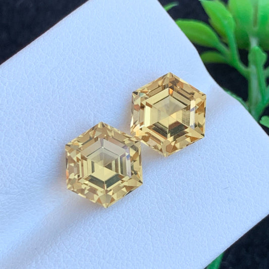 Citrine Pair for Jewelry, Hexagonal Cut 6.40 Carats