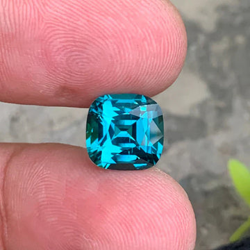 Natural Neon Blue Tourmaline from Afghanistan – Cushion Cut Gemstone with Paraiba-Like Glow