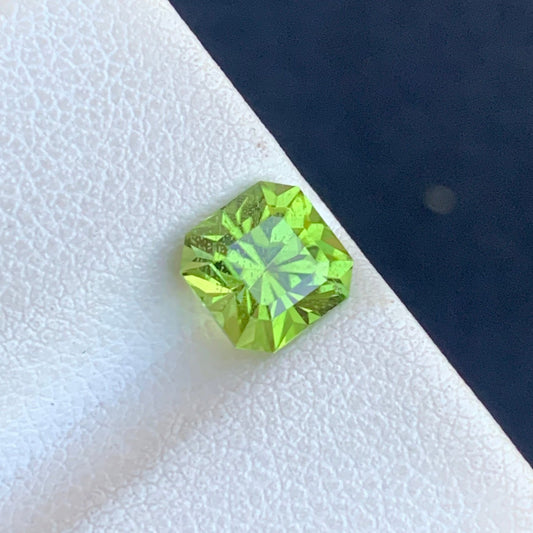 1.35 Carats Green Peridot Gemstone – Asscher Radiant Cut, Natural VVS Clarity Stone from Pakistan