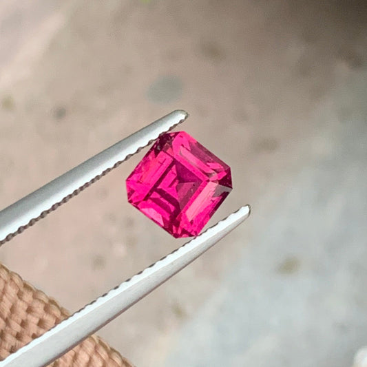 1.35 Carats Pinkish Red Garnet Asscher Cut