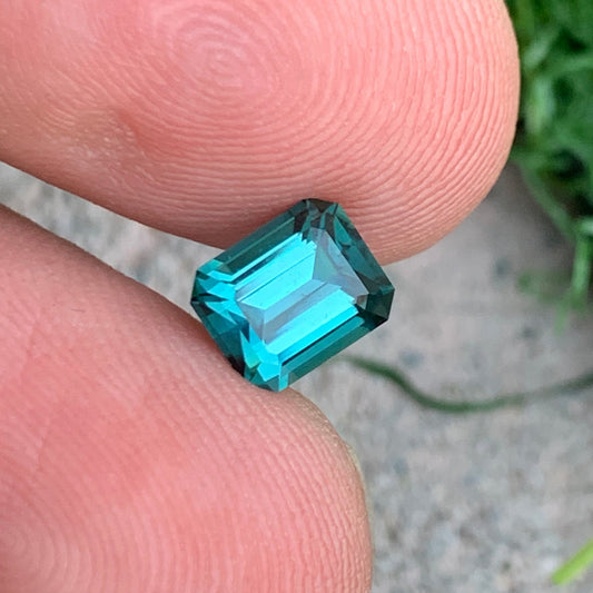 1.45 Carats Teal Blue Tourmaline Emerald Cut – Onestep Gems USA