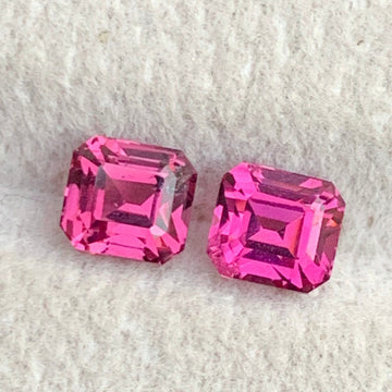 1.80 ct pink garnet pair
Emerald cut garnet earrings