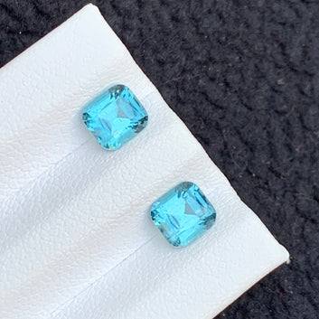 Neon Blue Tourmaline Pair 1.95 Carats – Cushion Cut VVS, Untreated, Afghanistan Origin