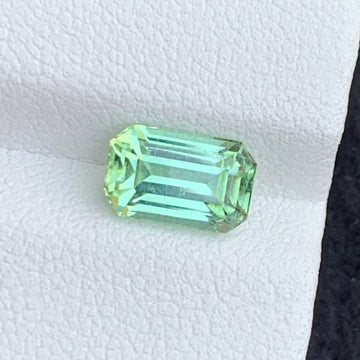 1.95 carat light green tourmaline emerald cut natural gemstone
Afghanistan green tourmaline gemstone VVS clarity close view