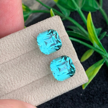Greenish Seafoam Tourmaline 
 Seafoam Tourmaline jewelry
11.97 carat natural Greenish Seafoam Tourmaline pair cushion cut gemstones from Afghanistan