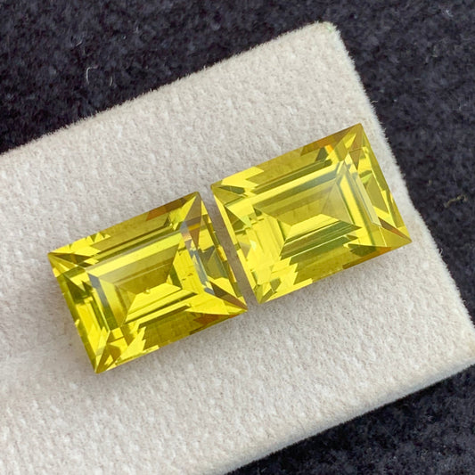  Lemon Quartz gemstone
 Lemon Quartz ring
Natural lemon quartz pair 18.55 carat baguette cut gemstones
Lemon quartz matched pair from Brazil