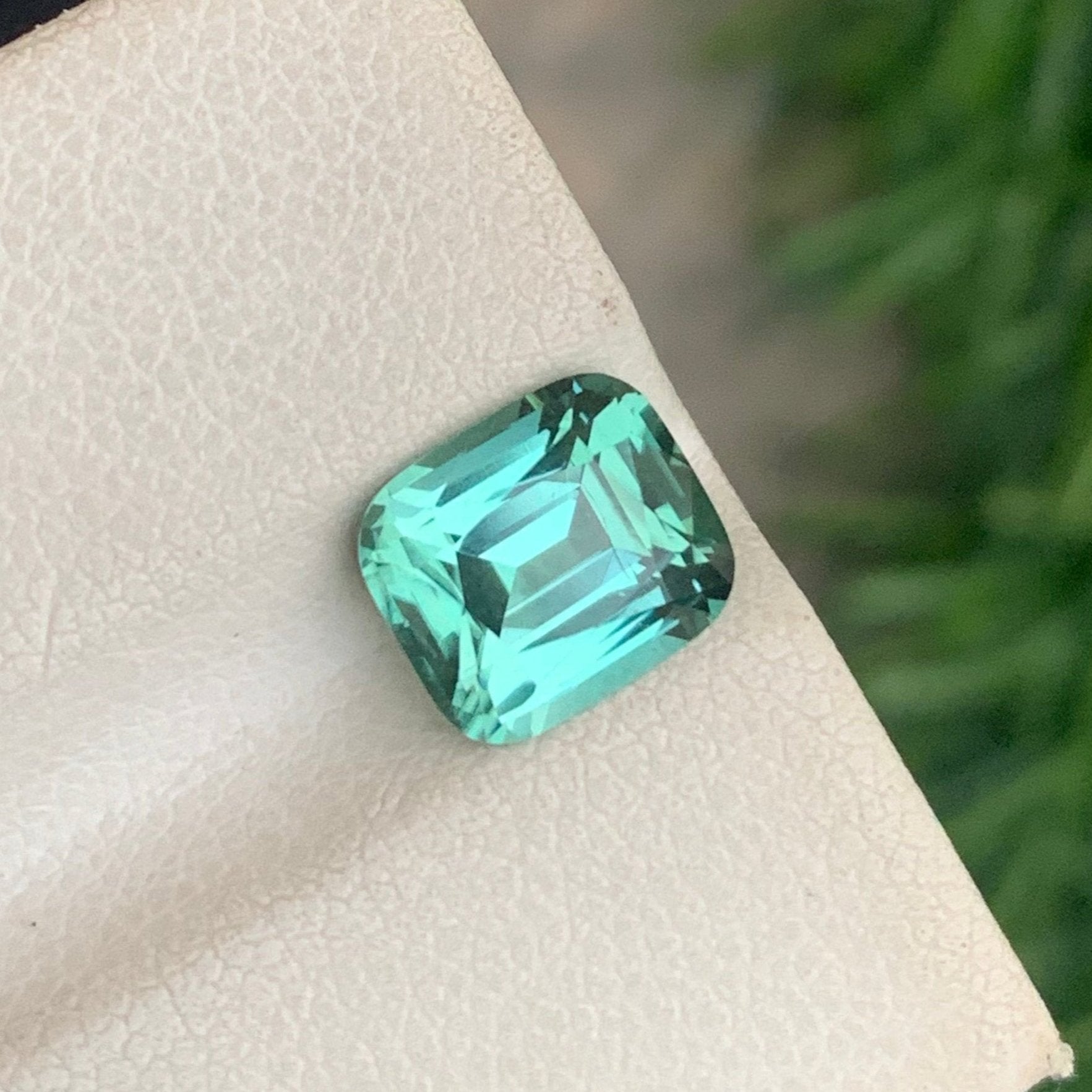 2.15 Carats Greenish Seafoam Tourmaline Cushion Cut
