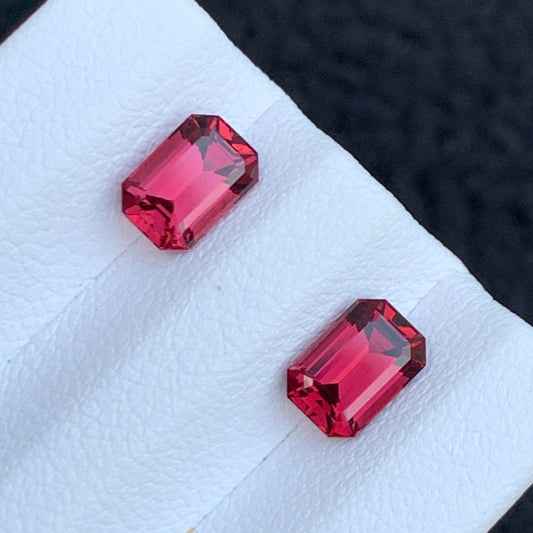 2.20 Carats Pink Garnet Pair Emerald Cut