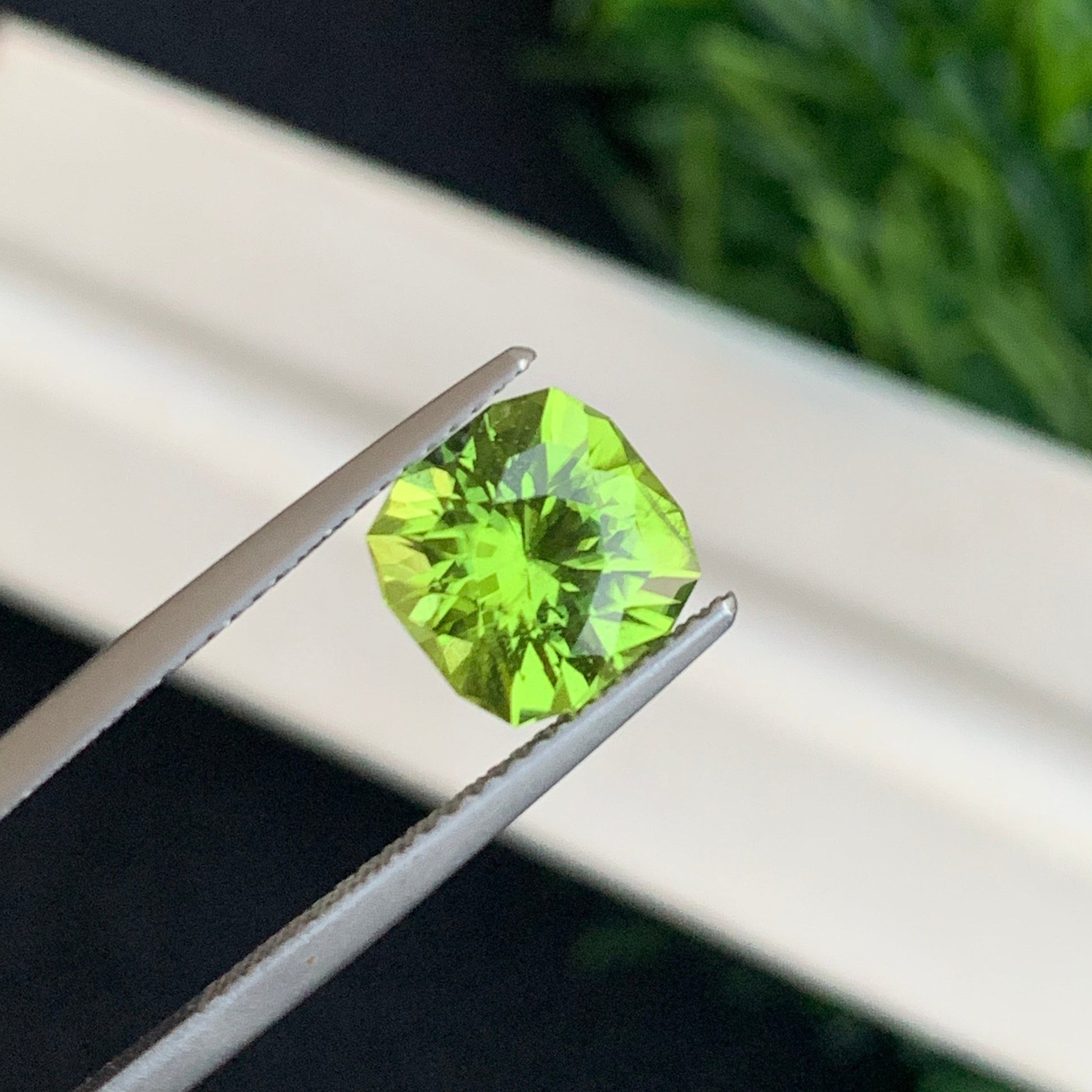 2.75 Carats Green Peridot Fancy Asscher Cut