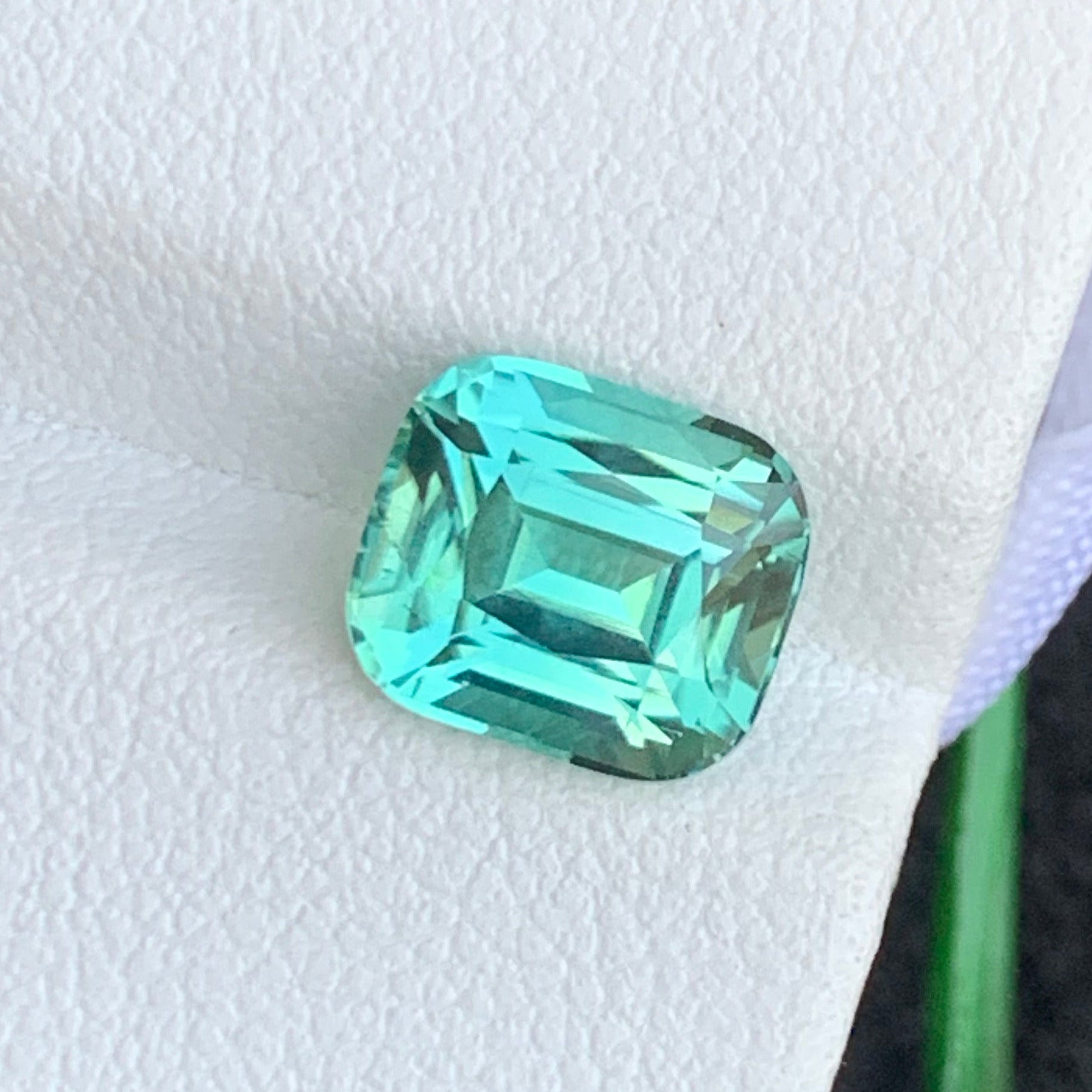 Greenish Seafoam Tourmaline 
Greenish Seafoam Tourmaline 
3.30 carat greenish seafoam tourmaline cushion cut gemstone
Natural Afghan eye clean tourmaline loose gemstonejewelry
