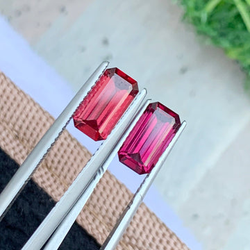 3.60 Carats Pink Garnet Pair Emerald Cut