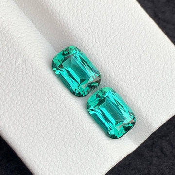 3.90 carat lagoon tourmaline pair cushion cut gemstones
natural lagoon tourmaline Afghanistan eye clean gemstone pair