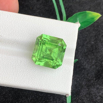 15.85 Carats Natural Rutile Green Peridot Gemstone with Asscher Shape from Pakistan
