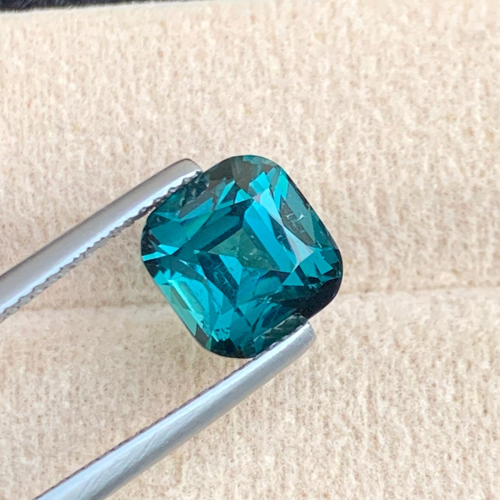4.05 Carats Tourmaline Cushion Cut
Loose Dark Lagoon Tourmaline
Premium Afghan Tourmaline Gem