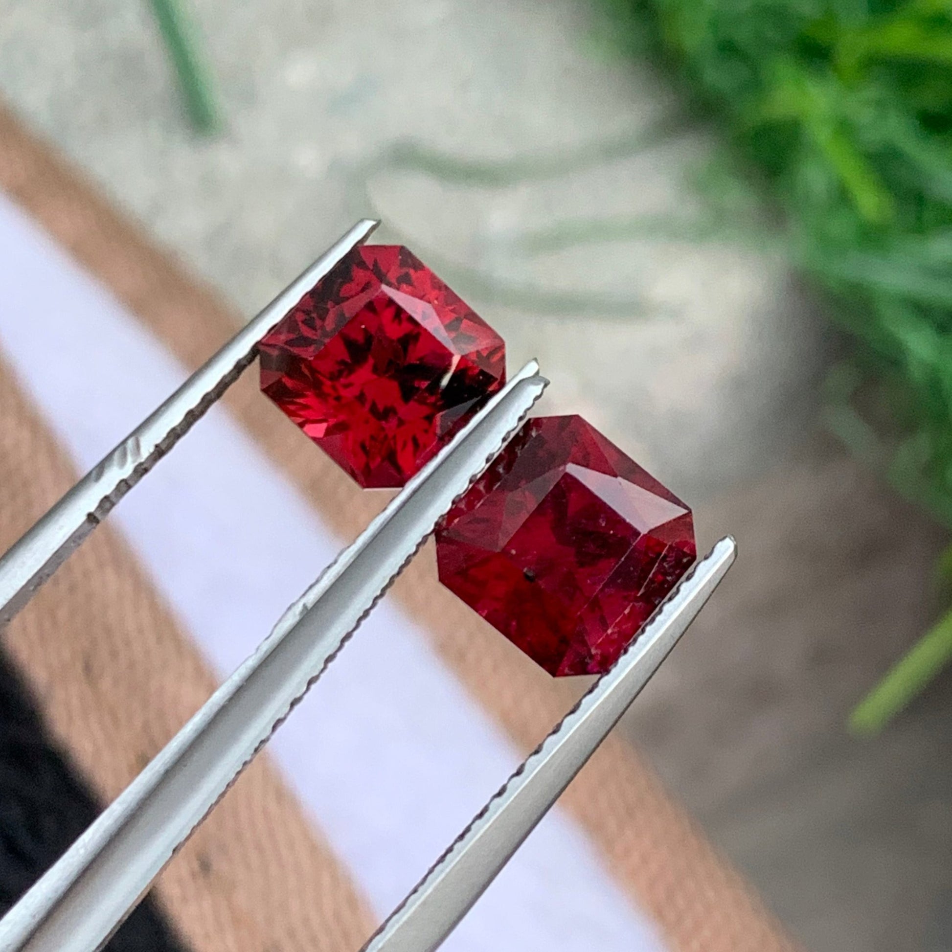 4.95 Carats Asscher Cut Red Garnet Pair – Onestep Gems USA