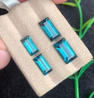 9.10 Carats Natural Neon Blue Tourmaline Set with Baguette Cut for Ring, Pendant & Earrings | OneStep Gems
