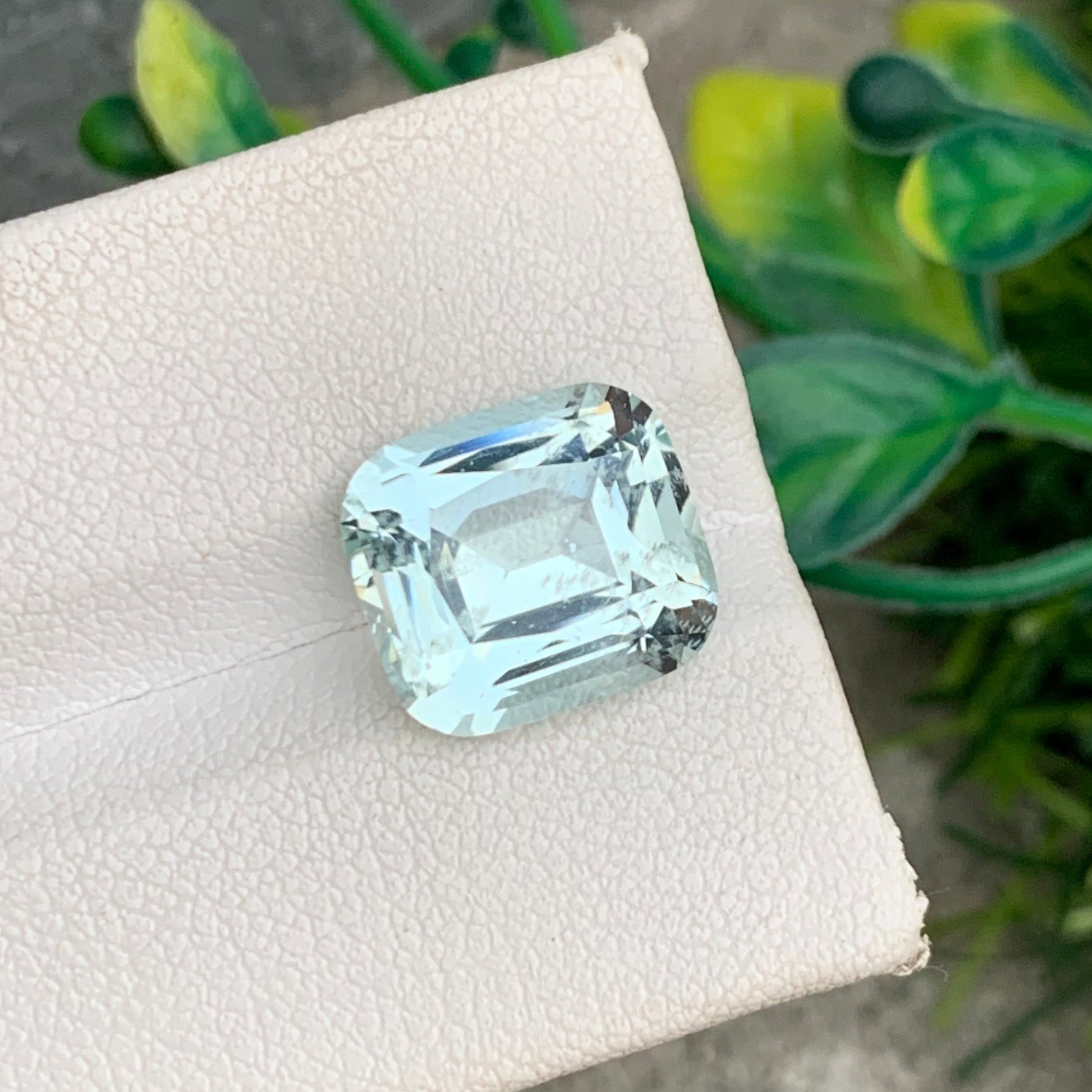 Aquamarine Stone
5.55 Carats Cushion Cut Natural Aquamarine Gemstone Front View