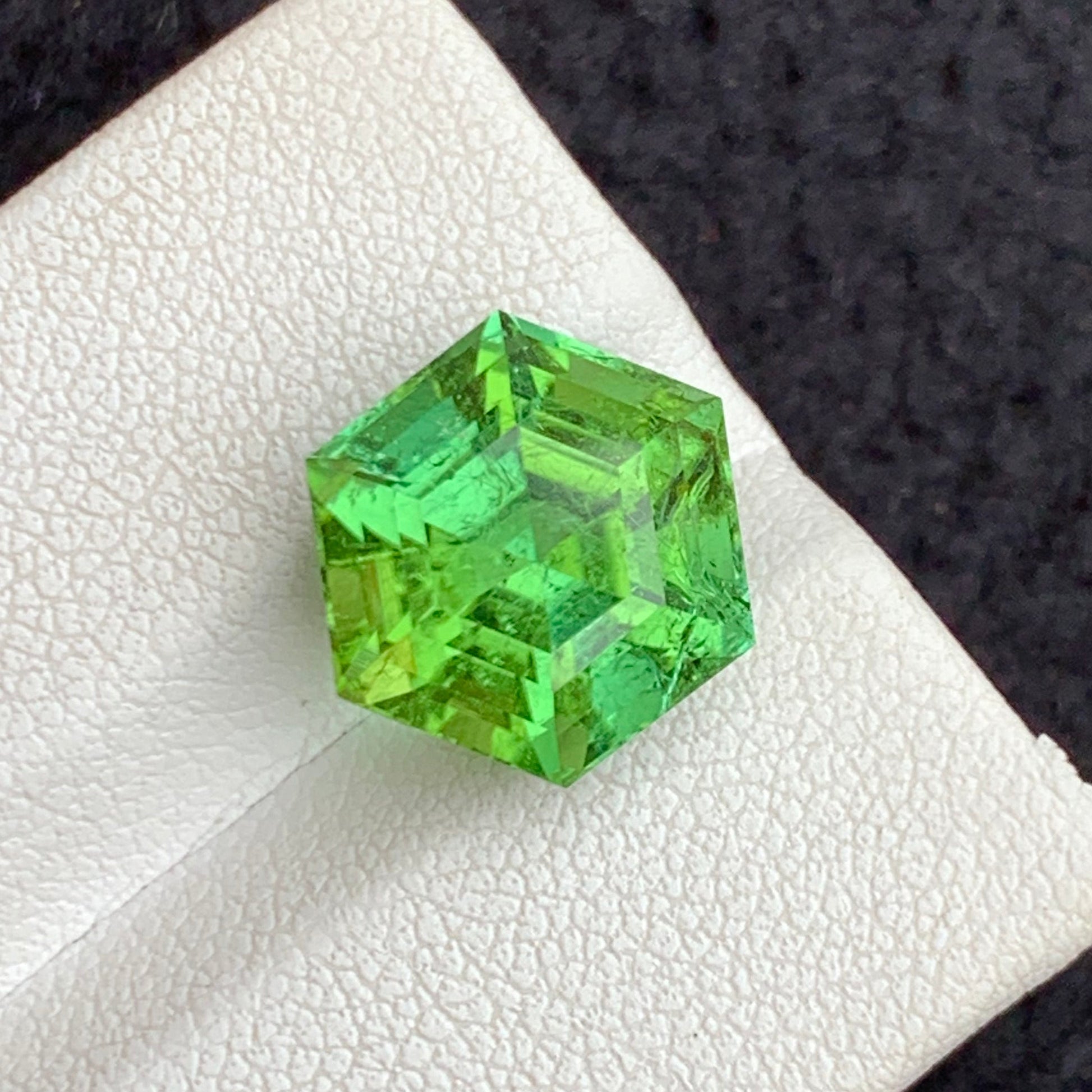 7 carat mint green tourmaline gemstone

hexagonal cut mint green tourmaline