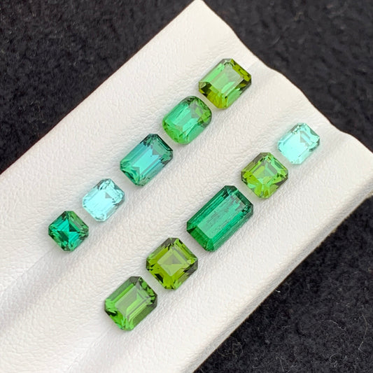 8.30 Carats Natural Faceted Tourmaline Lot – Emerald & Asscher Cut Gemstones for Jewelry | Onestep Gems