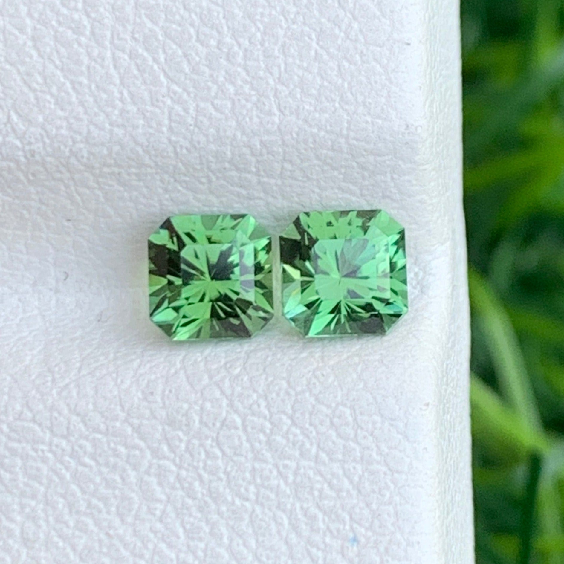 Apple Green Tourmaline Earring Pair – Asscher Cut 1.00 Carats