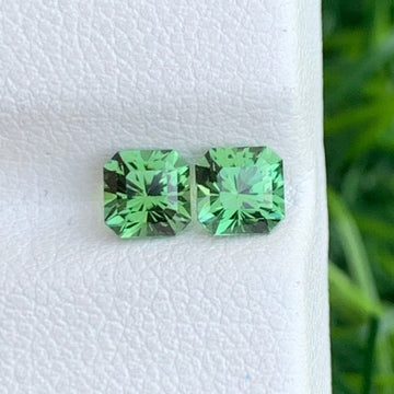 Apple Green Tourmaline Earring Pair – Asscher Cut 1.00 Carats