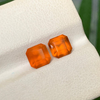 Asscher Cut Hessonite Garnet Earrings Afghanistan