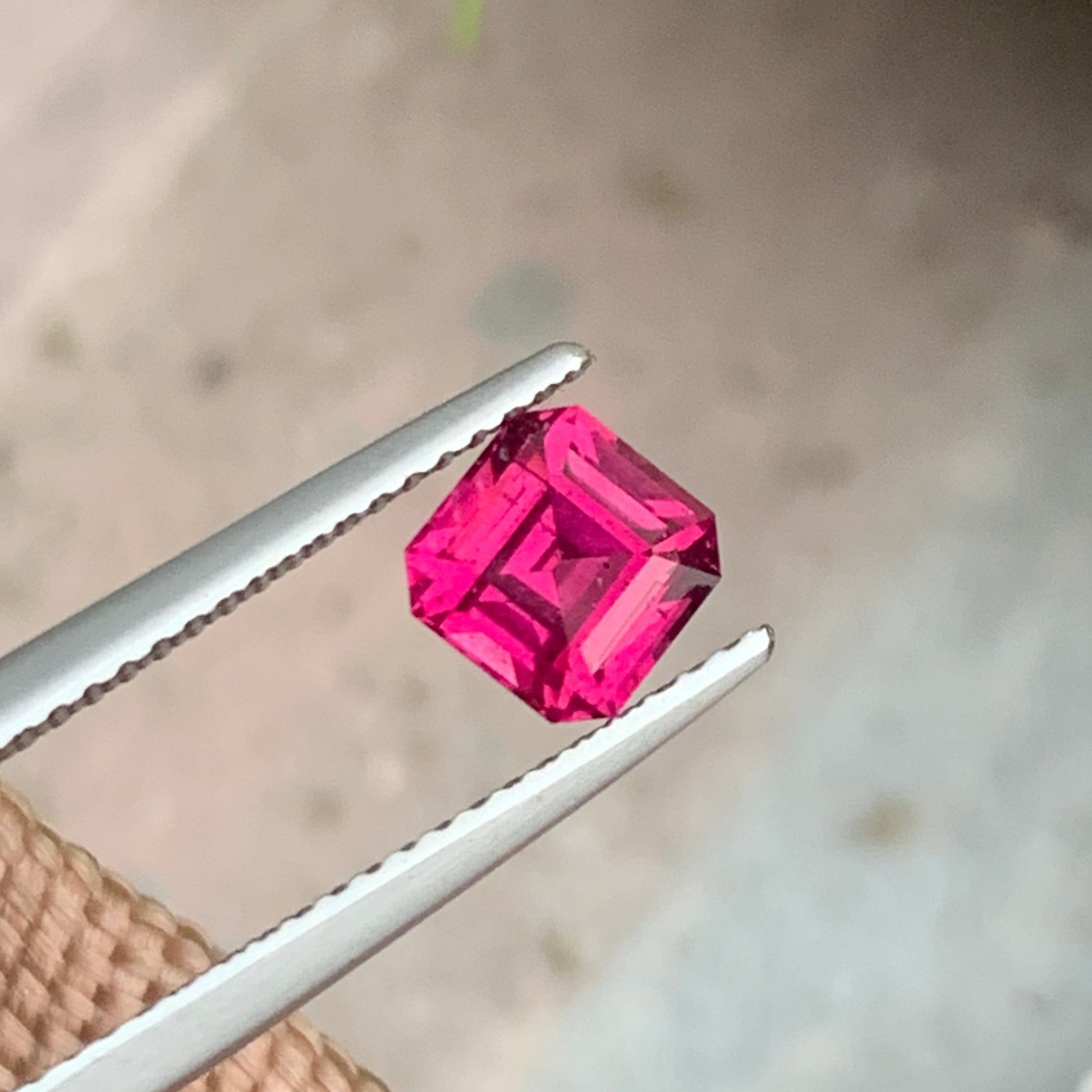 Asscher Cut Pinkish Red Garnet for Jewelry