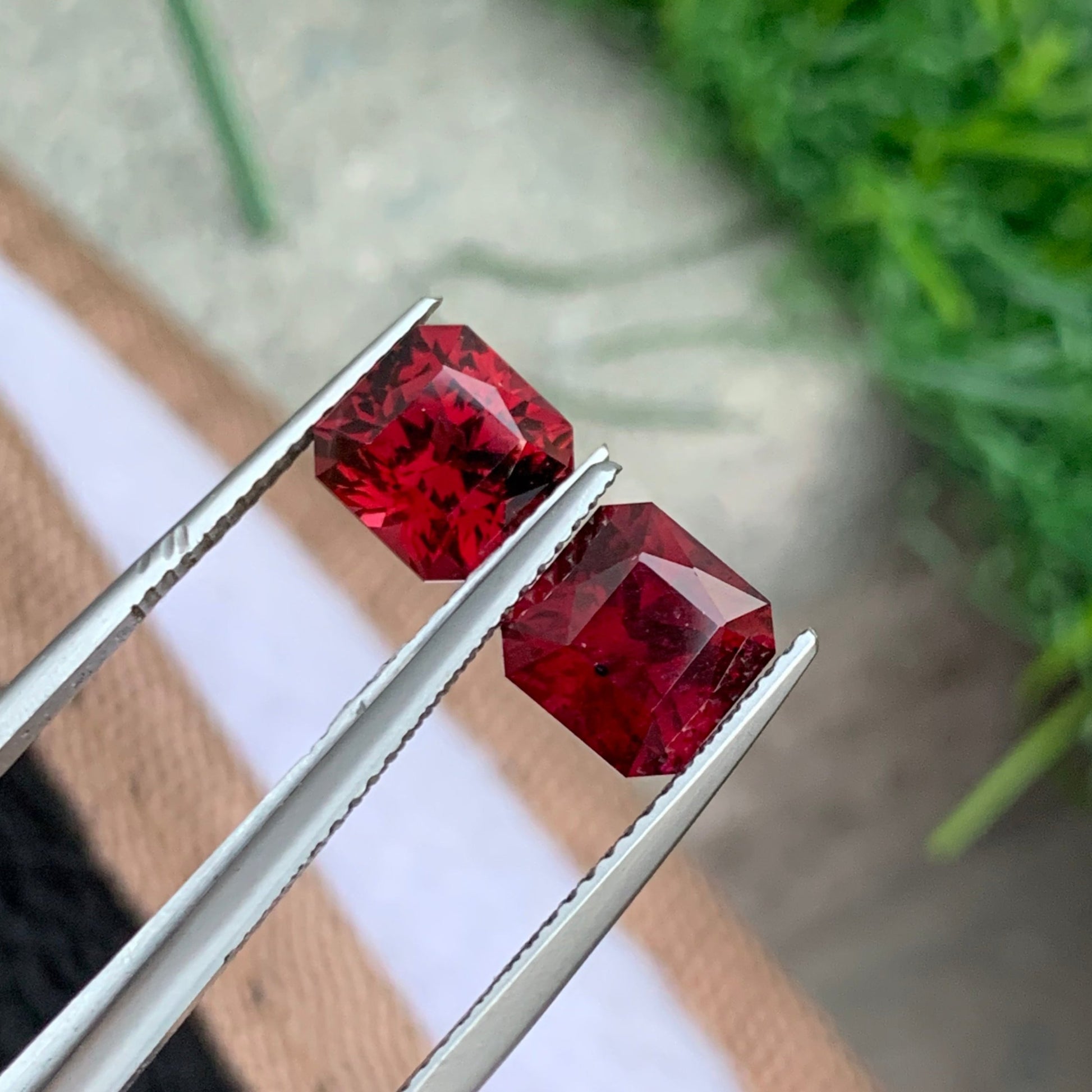 Asscher Cut Rhodolite Garnet Earrings Stones – Onestep Gems