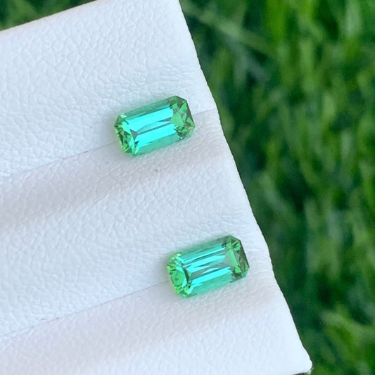 Bluish Green Tourmaline Pair Scissor Cut