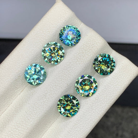 Yellowish Green Moissanite
Yellowish Green Moissanite jewelry
Bluish green moissanite lot 5.05 carat round cut gemstones
Lab grown bluish green moissanite stones