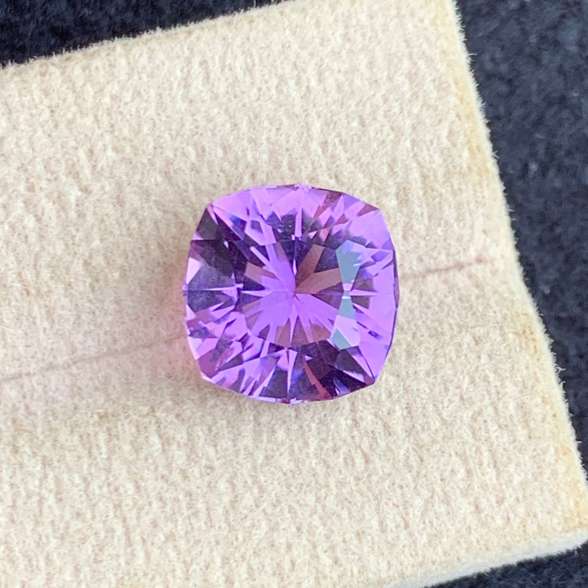 natural Brazilian amethyst pink purple
loupe clean amethyst gemstone cushion cut
