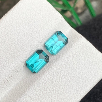 1.75 Carats Natural Lagoon Tourmaline Pair –  with Emerald Cut | Lagoon tourmaline for Earrings from Afghanistan