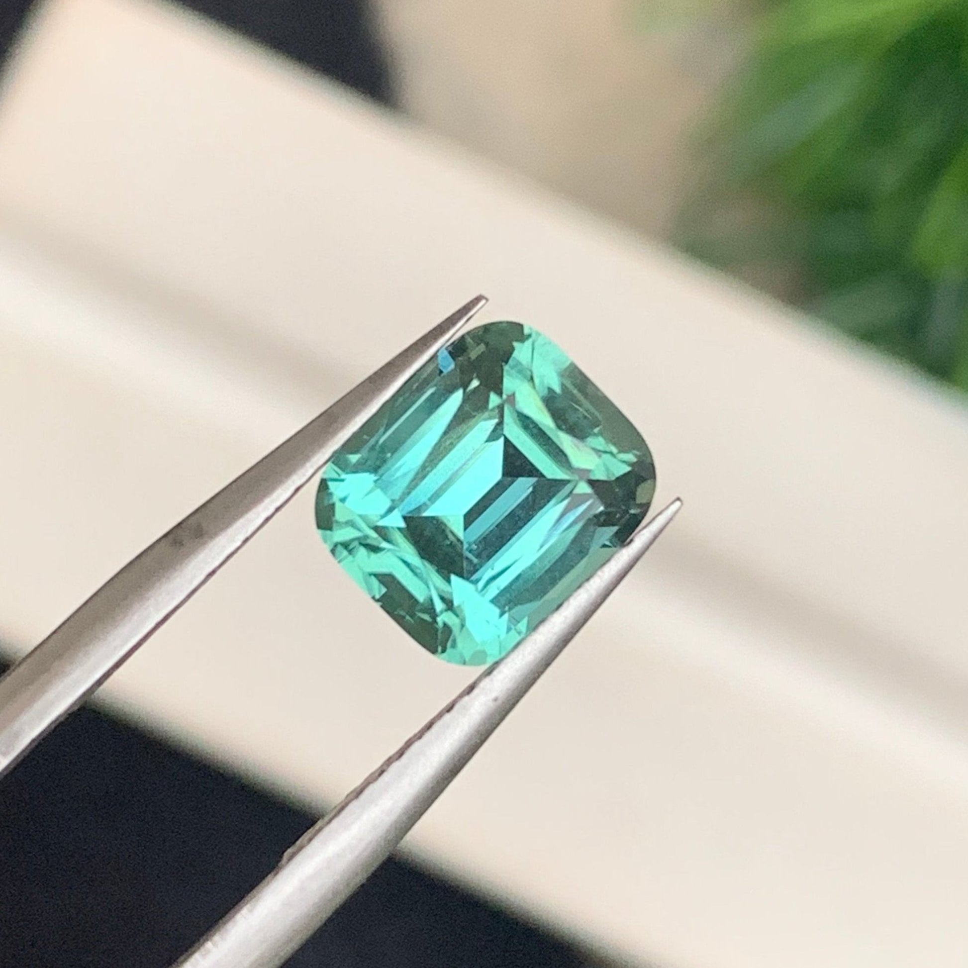 Cushion Cut Greenish Seafoam Tourmaline Stone