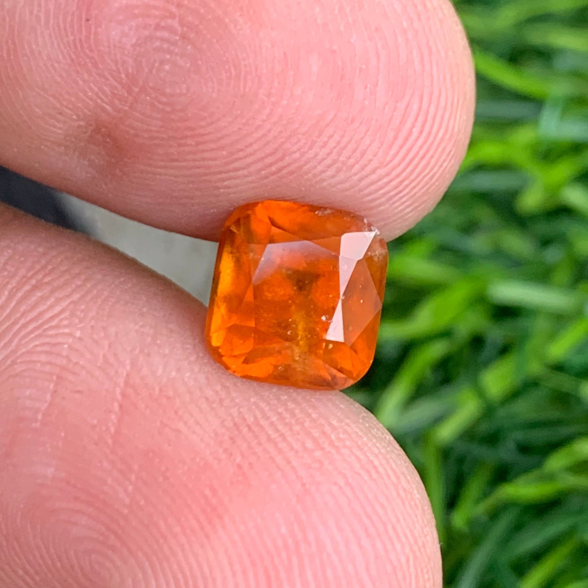 Cushion Cut Hessonite Garnet Display with Dimensions – Onestep Gems
