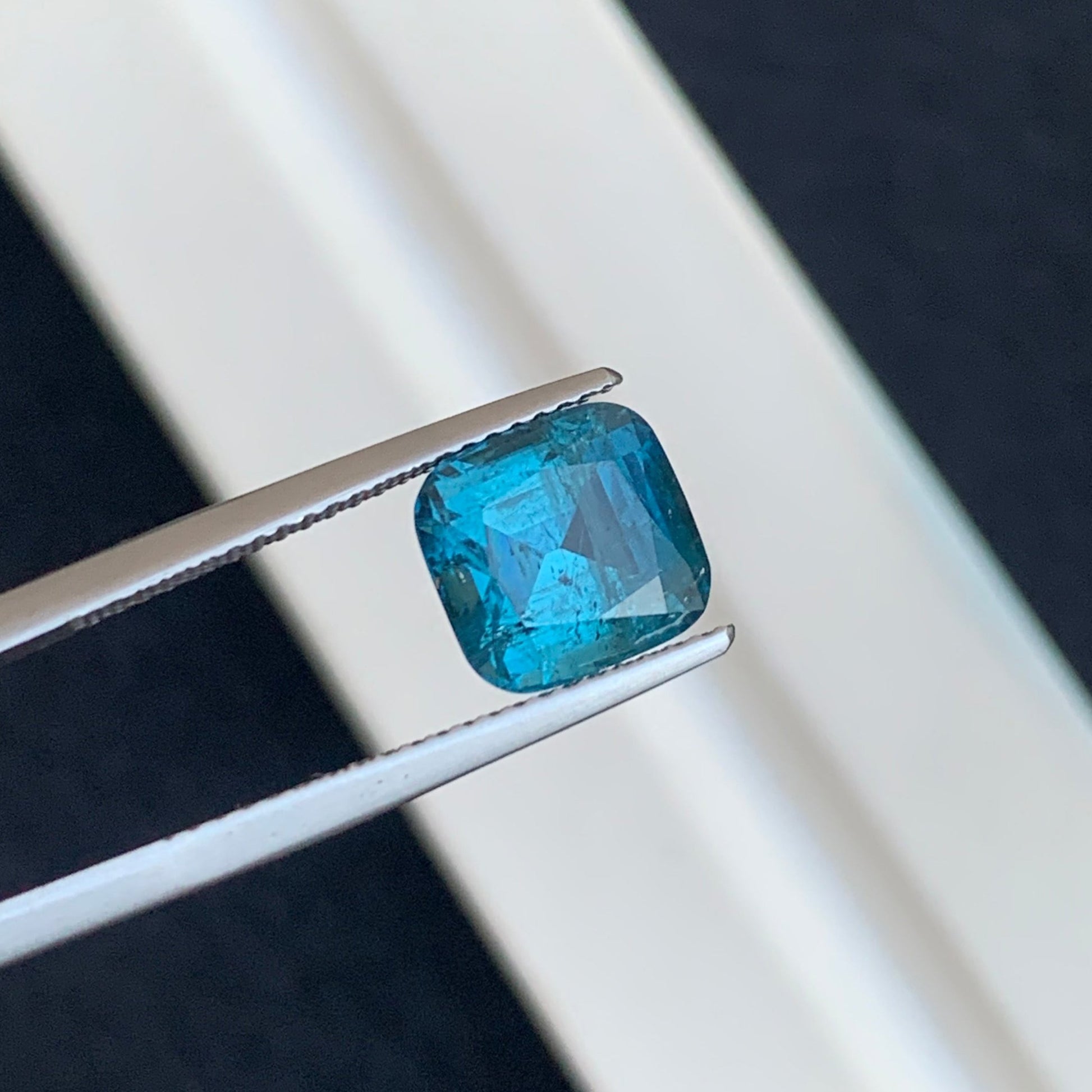 Cushion Cut Ink Blue Tourmaline for Jewelry