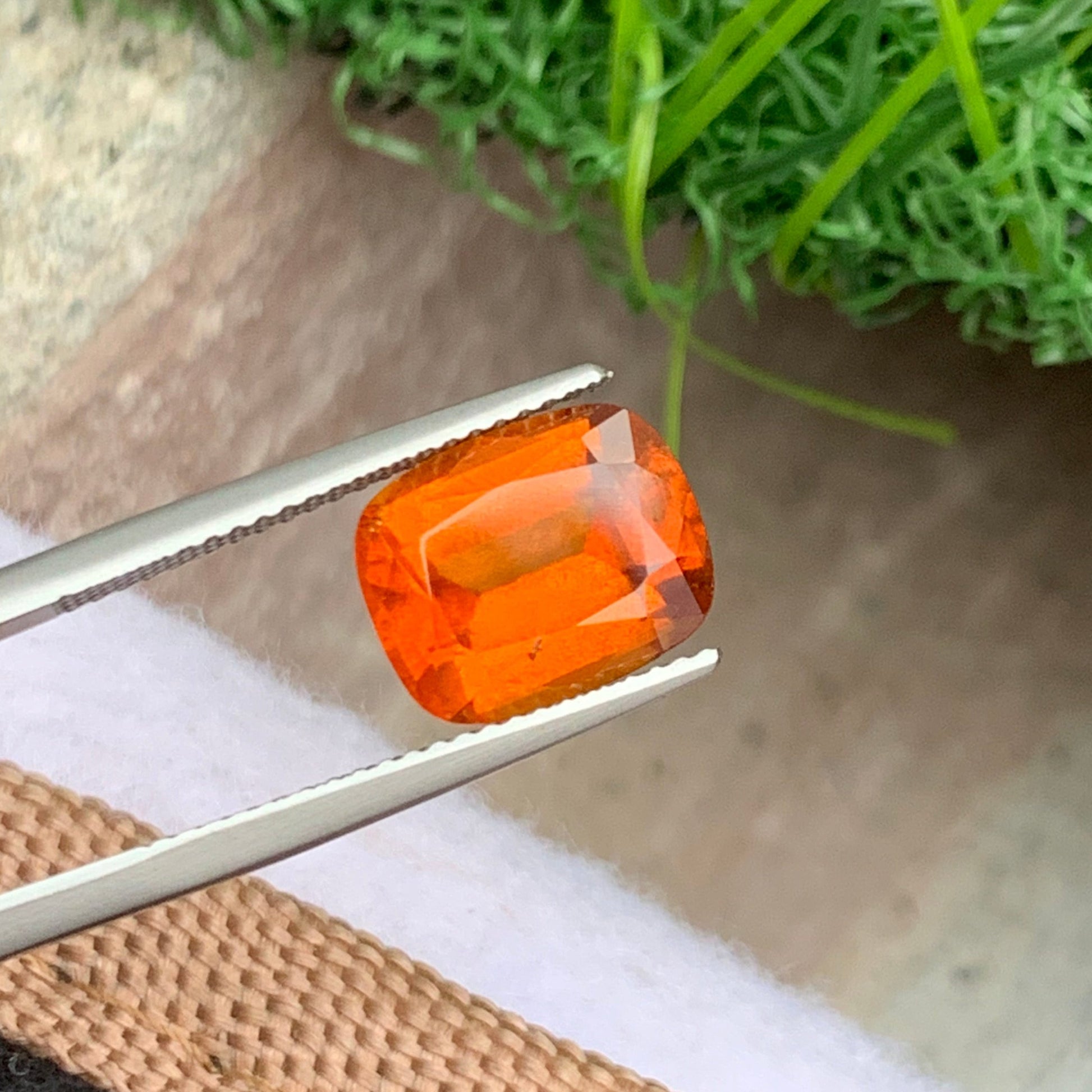 Cushion Cut Orange Garnet Gemstone 4.95 Carats
