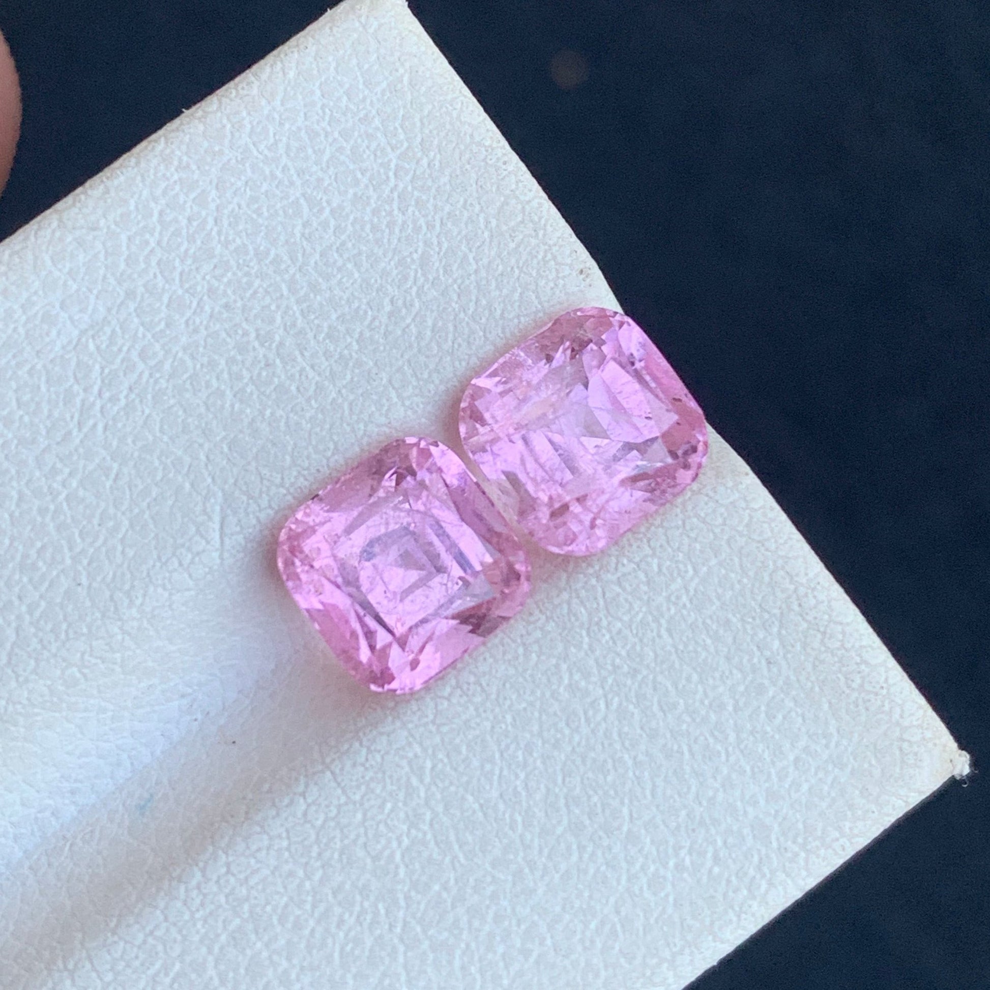 Cushion Cut Pink Tourmaline Loose Gem Pair