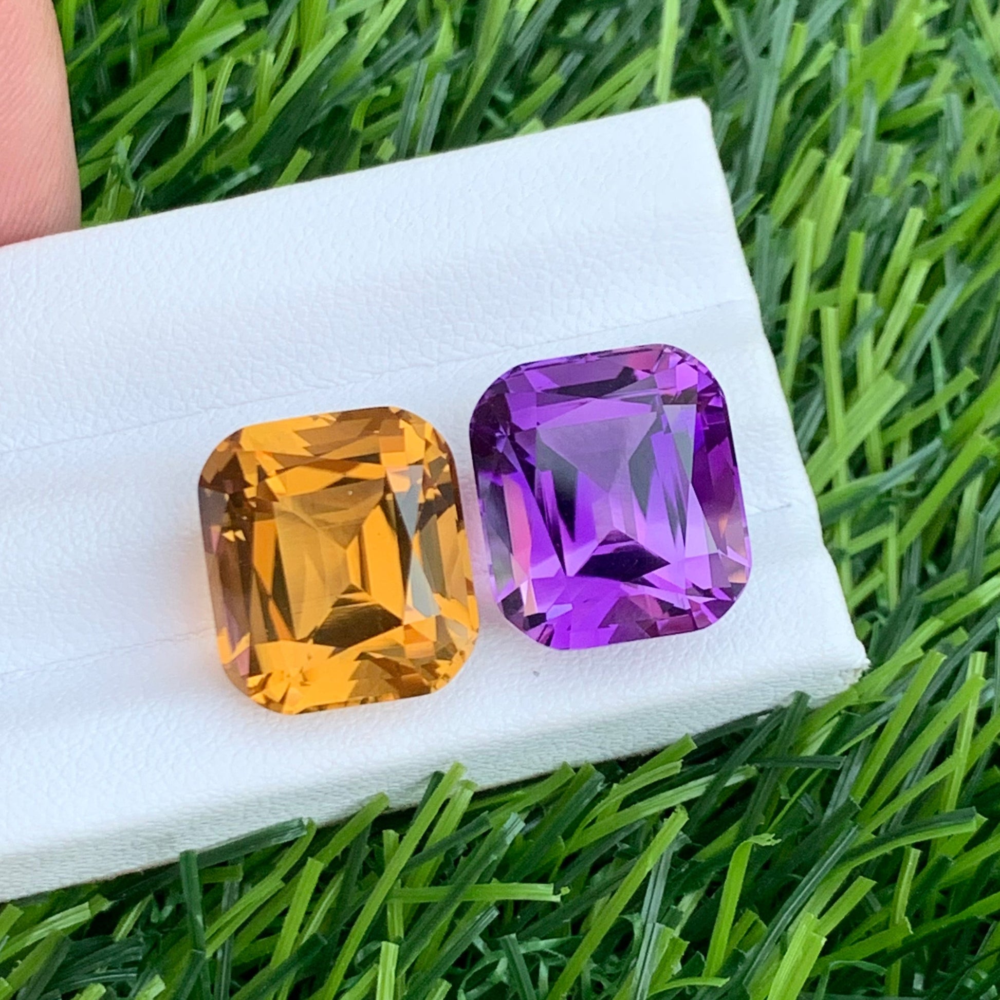 Cushion Cut Reverse Amethyst Citrine Gems for Jewelry