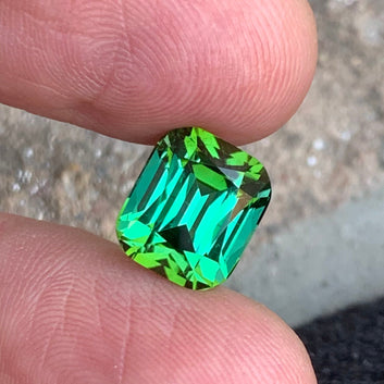 Bluish Green Tourmaline ring
Bluish Green Tourmaline pendant
Cushion cut bluish green tourmaline close-up
Minor inclusion Afghan tourmaline gemstone 6 carats