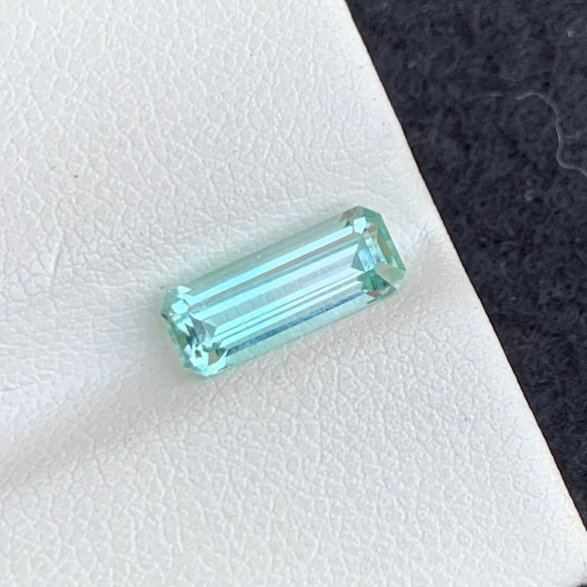 Emerald‑Cut Seafoam Tourmaline on Finger – 1.40 ct – Onestep Gems