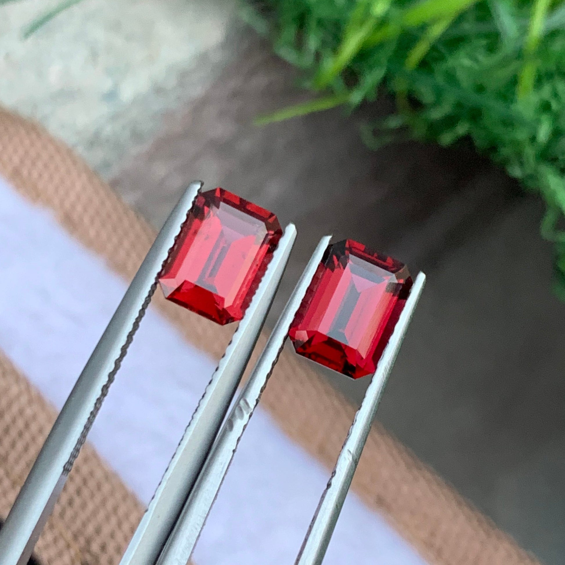Faceted Red Rhodolite Garnet Pair Onestep Gems