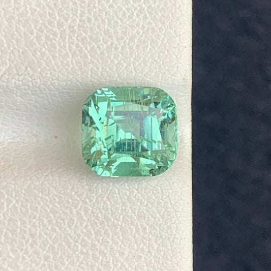 Greenish Seafoam Tourmaline Cushion Cut Gemstone