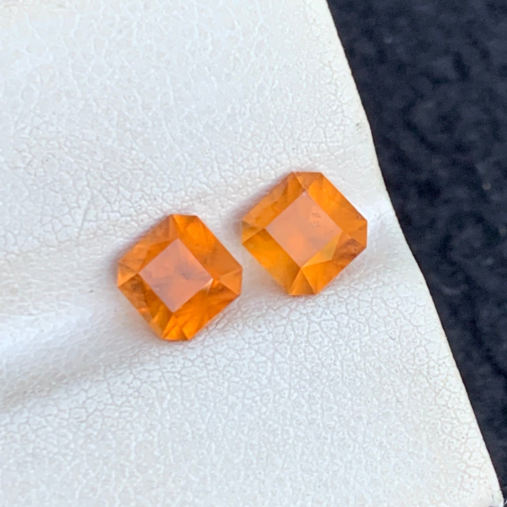 Hessonite Garnet Asscher Cut Earrings Pair USA