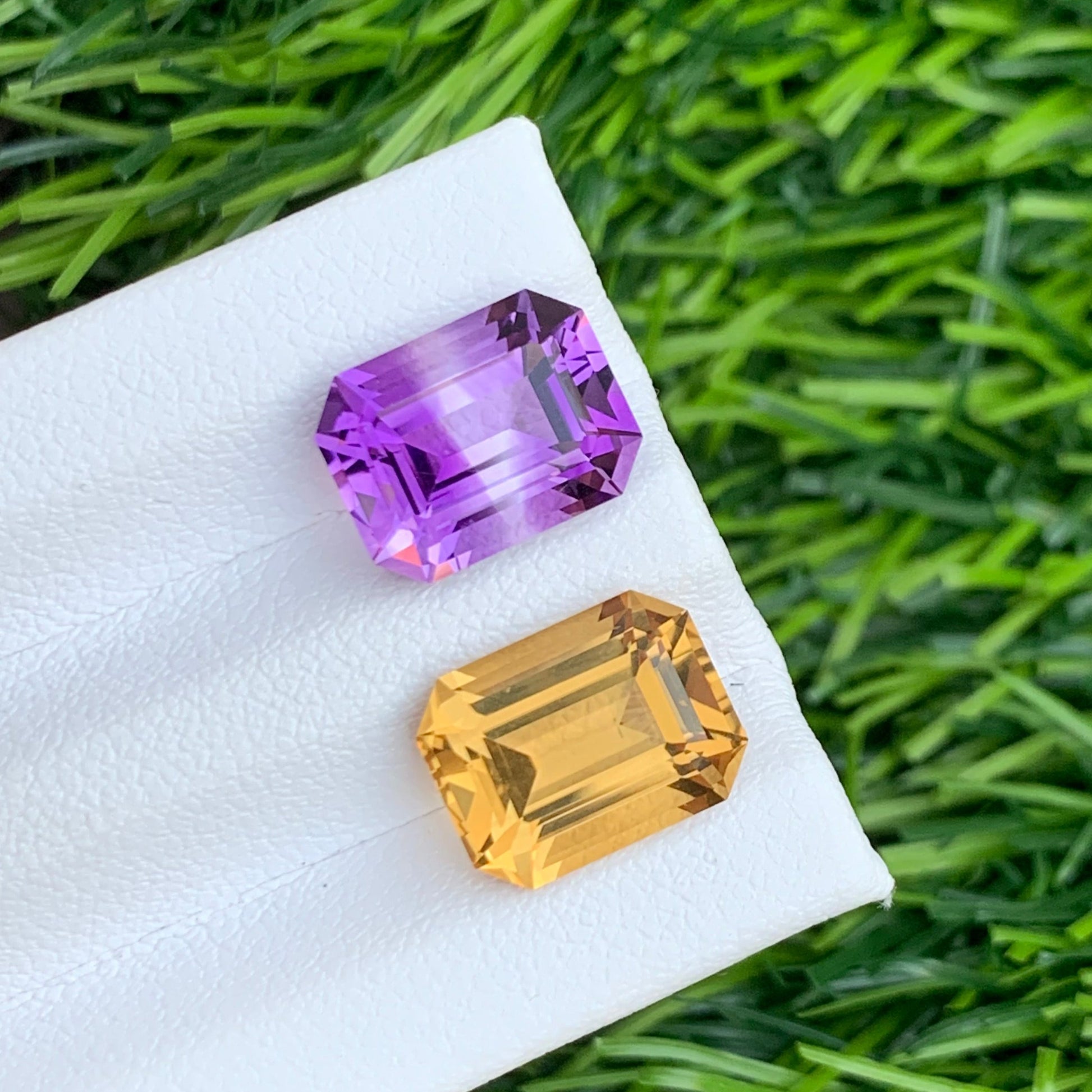 High-Quality Reverse Amethyst Citrine Stones – Emerald Shape