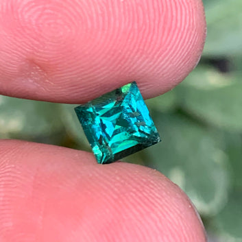 1.20 Carats Bluish Green Tourmaline, Faceted Tourmaline Baguette Cut