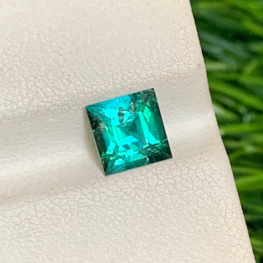 1.20 Carats Bluish Green Tourmaline, Faceted Tourmaline Baguette Cut