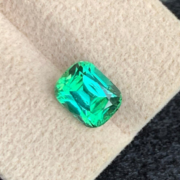 2.57 Carats Bluish Green Tourmaline – Cushion Cut from Afghanistan, 8.60x6.73x5.71 MM